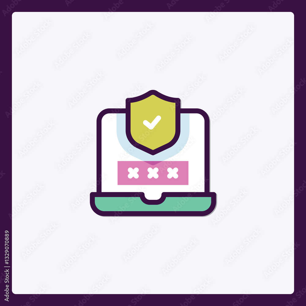 Poster secure digital access with verification icon emphasizing data protection
