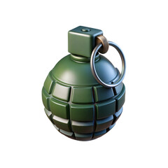 3D Render of a Realistic Military Grenade isolated on transparent background