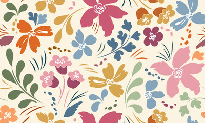 Floral botanical elements seamless pattern. Flowers, leaves, herbs, hand drawn, pencil strokes. Silhouette sketch, plant graphic objects, floral grunge with pencil brush. Artistic design