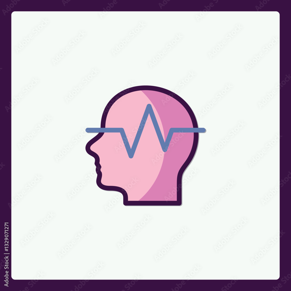 Poster vector icon depicting neurological activity or brain function analysis