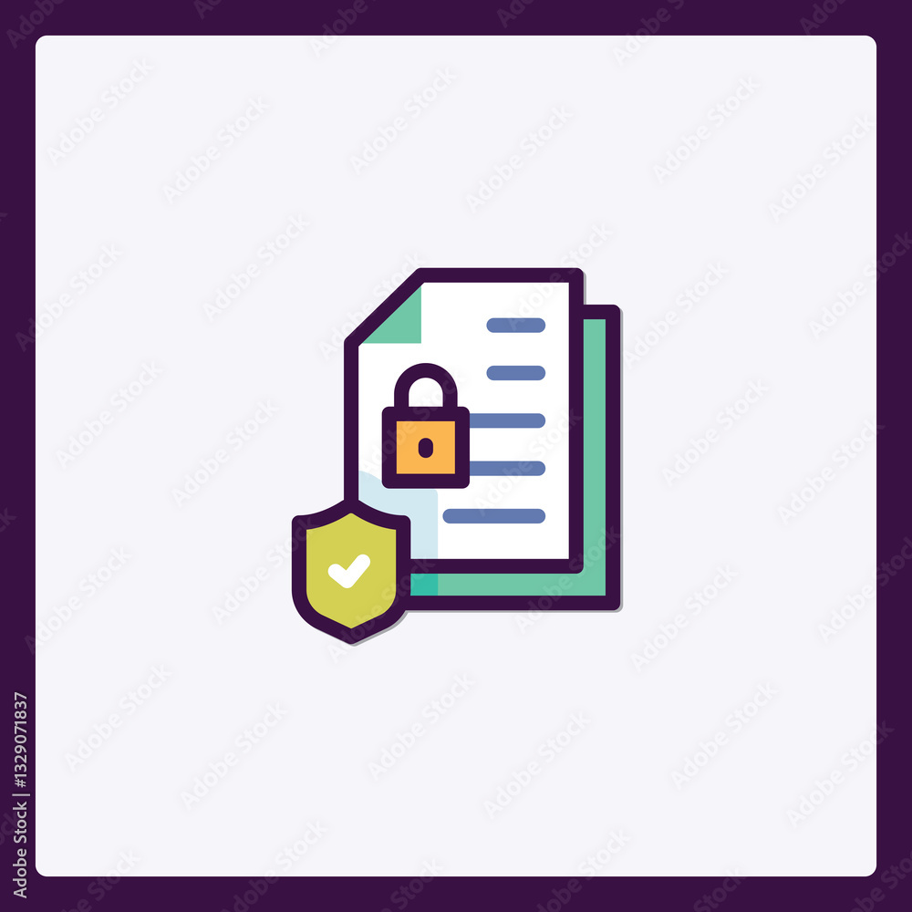 Poster secure document icon symbolizing data protection and confidentiality assurance