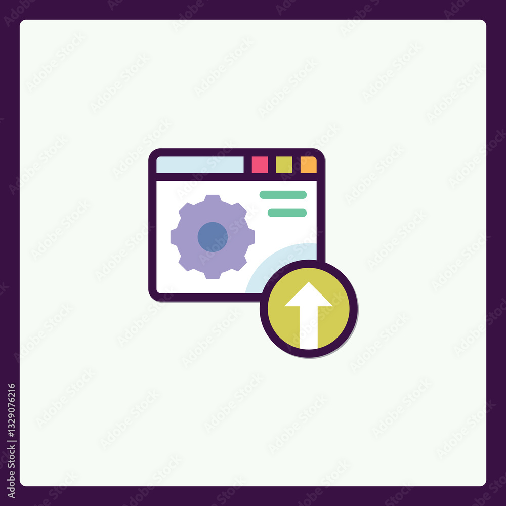 Poster Configuration upload vector, web page setup with arrow, settings concept 