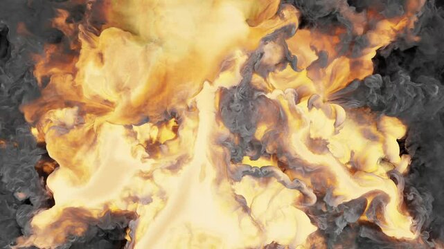 Liquid fire. Playful fire shapes on a black background. Movie visualization.
