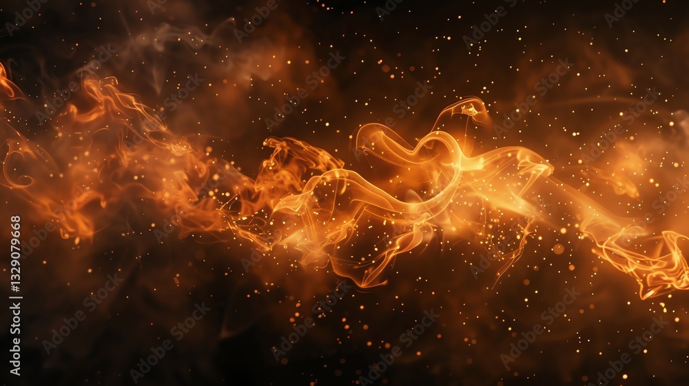 Canvas Prints abstract background of orange smoke and sparkling lights.