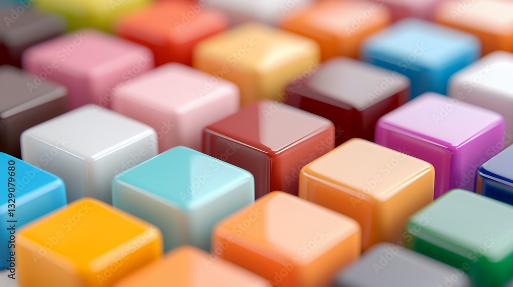 Aufkleber colorful cube array glossy surface forming an abstract geometric pattern