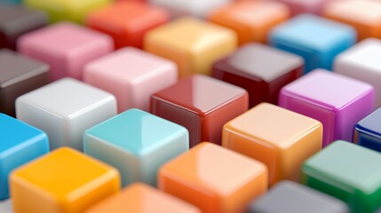 Obraz premium Colorful Cube Array Glossy Surface Forming an Abstract Geometric Pattern