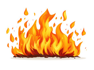 A vibrant cartoon illustration depicts a burning animated flame isolated on transparent background, cut out, PNG 3D Digital Art.