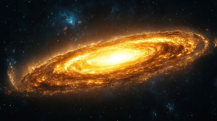 Fototapeta premium Fiery spiral galaxy in deep space, swirling cosmic dust and gas.