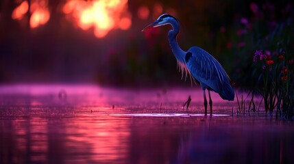 Naklejka premium Majestic heron at dawn