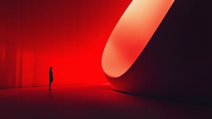 a isolated abstract scene with single red shape