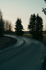 Fototapeta premium A road curve during evening hours