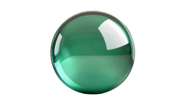 green glass sphere 3d render icon isolated on white background