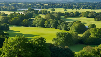 Relaxing wide-ranging scenery in a charming park