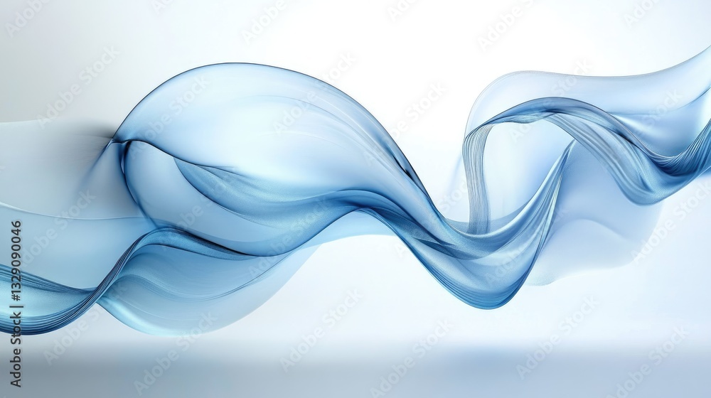 Poster soft blue abstract wave flow on light background with elegant curves and smooth transitions for crea