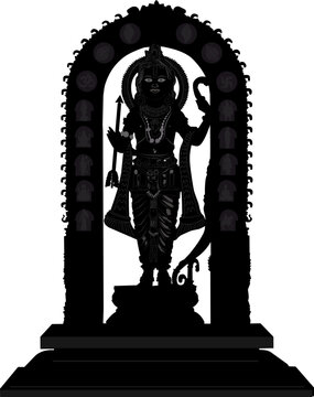 illustration of religious background of idol of Shri Ram of Janmbhoomi Teerth Kshetra  Lord Rama  in Ayodhya birth place Lord Rama with text in Hindi meaning Ram Lalla
