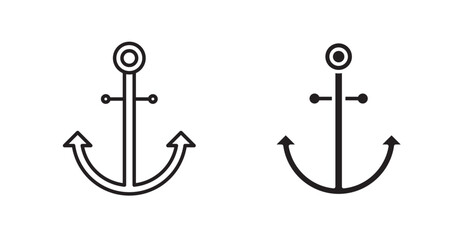 Anchor line icon vector set.