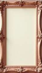 Subtle rose gold vintage frame with cream mat, horizontal layout , rose gold, thin
