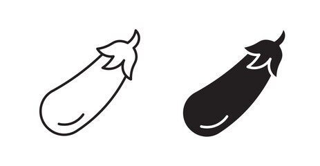 Aubergine line icon vector set.