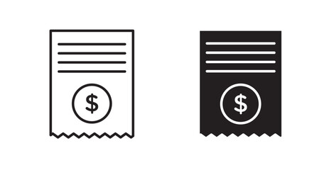 Bill line icon vector set.