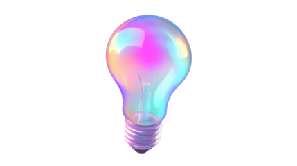 holographic 3d light bulb icon isolated on white background
