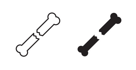 Bone break line icon vector set.
