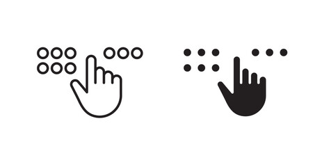 Braille line icon vector set.