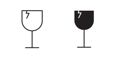 Box fragile line icon vector set.