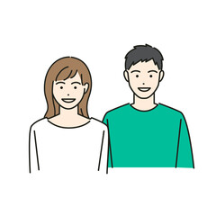 若いカップルのアバター素材イラスト(カラフル)