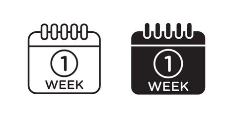 Calendar week line icon vector set.