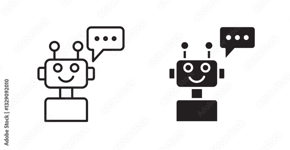 Poster chatbot speech bubble line icon vector set.
