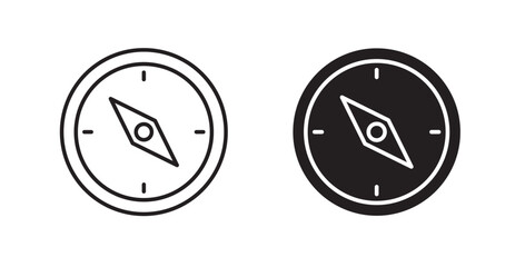 Compass line icon vector set.