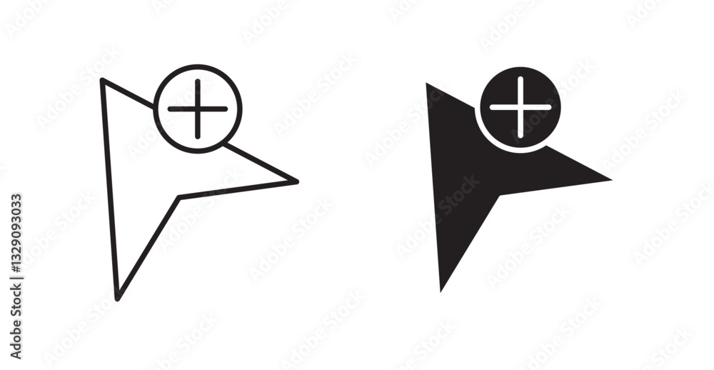 Poster cursor plus line icon vector set.