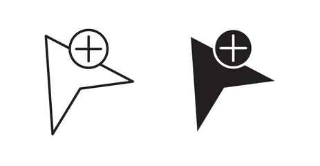 Cursor plus line icon vector set.