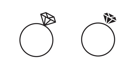 Diamond ring line icon vector set.