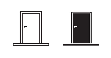 Door closed line icon vector set.