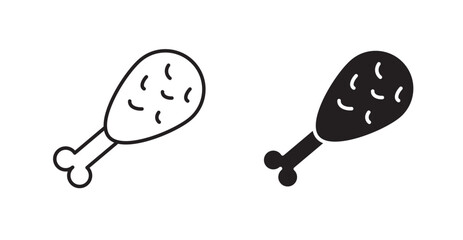 Drumstick bite line icon vector set.