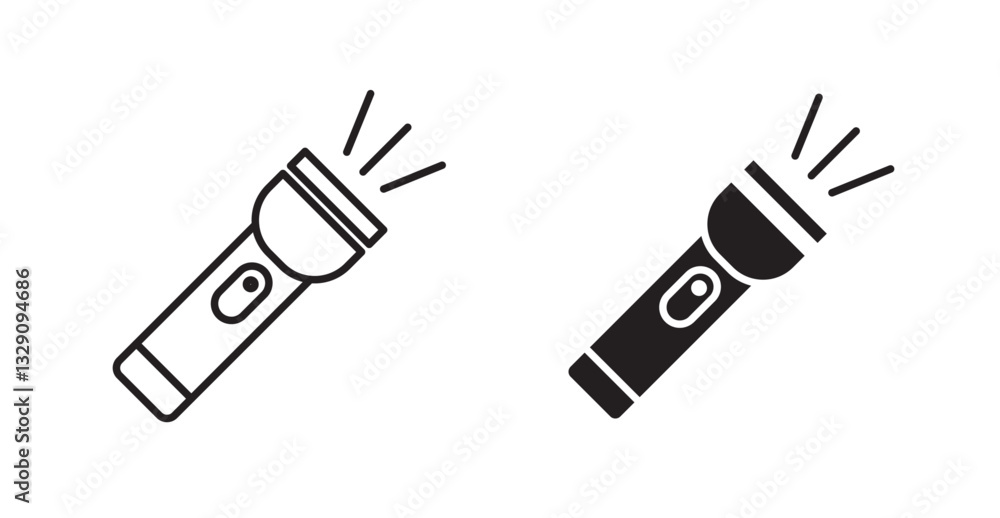 Poster flashlight line icon vector set.