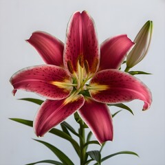 Naklejka premium Stunning Deep Red Lily with White Edges in Close-up