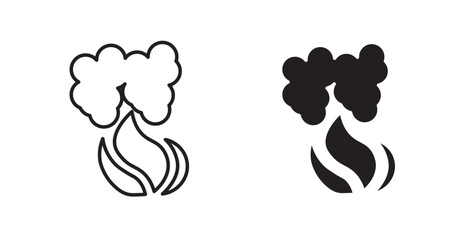 Fire smoke line icon vector set.