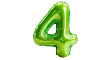 Bright green balloon number four for celebrations