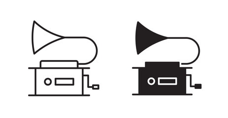 Gramophone line icon vector set.