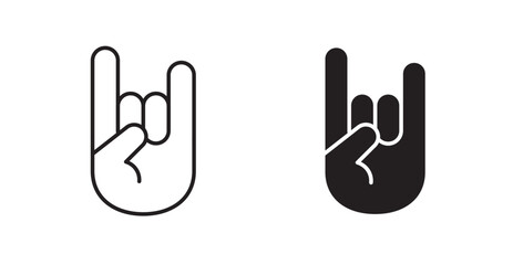 Hand Horns line icon vector set.