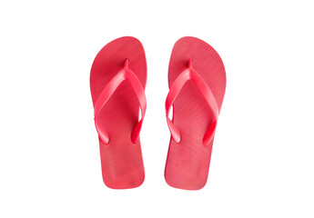  A pair of pink flip-flops isolated on a white background