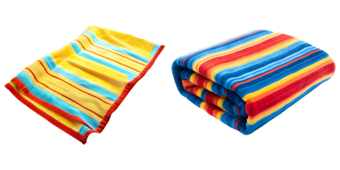 Beach towel with stripped pattern isolated on transparent background