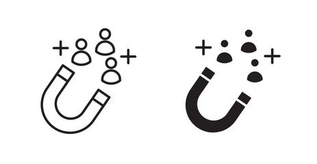 Magnet user line icon vector set.