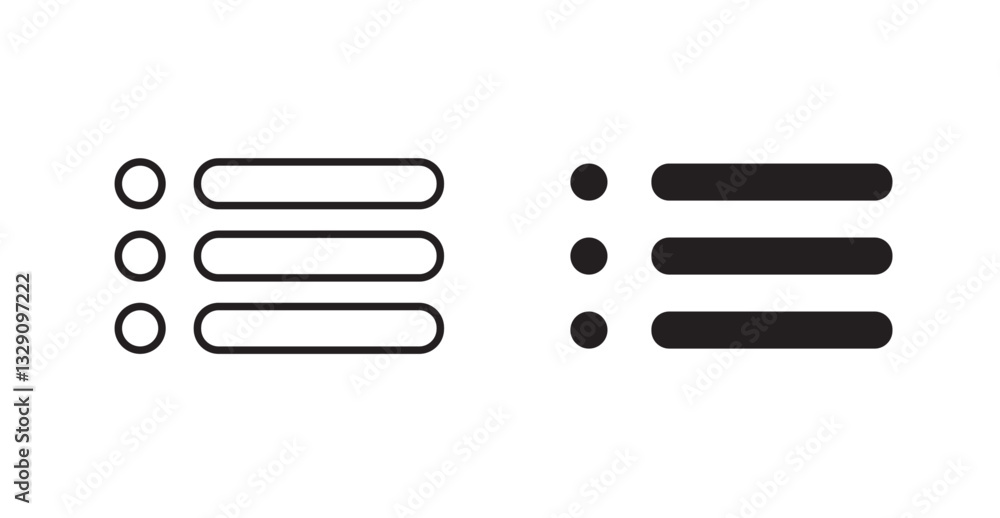 Poster menu list button line icon vector set.