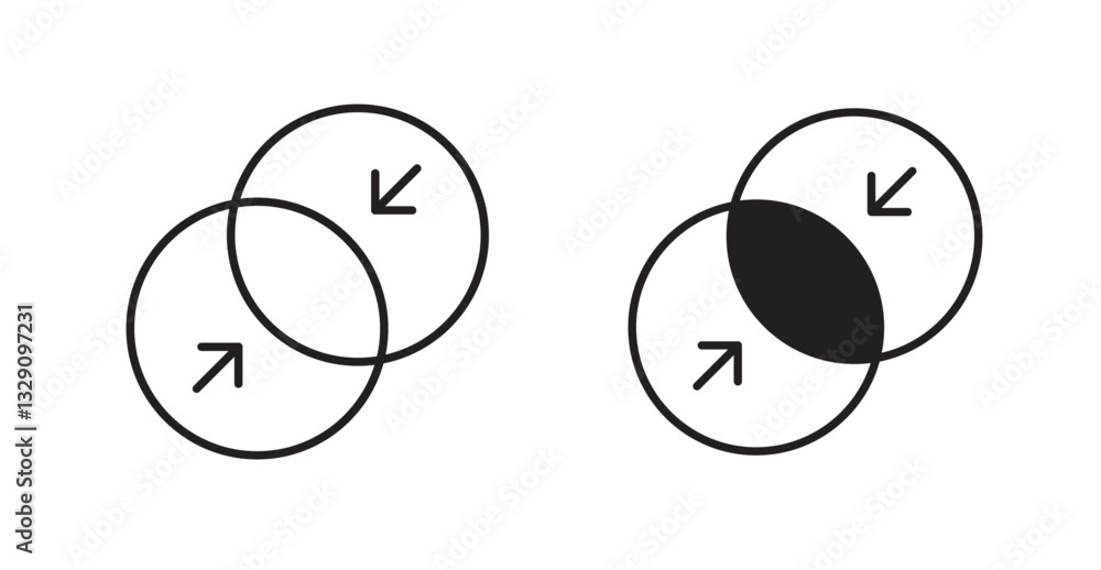 Poster merge line icon vector set.