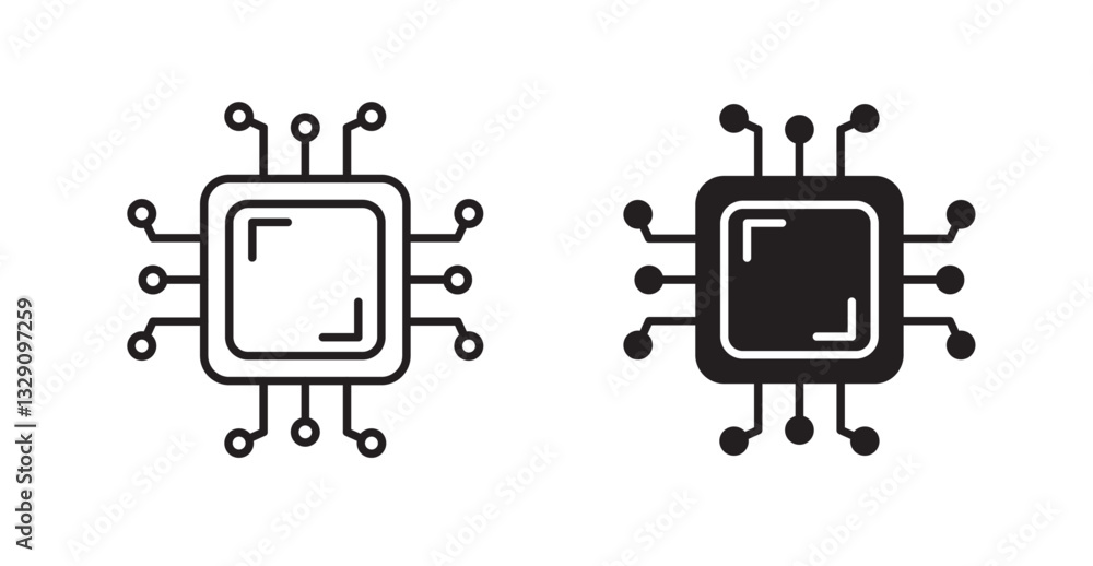 Poster microchip line icon vector set.