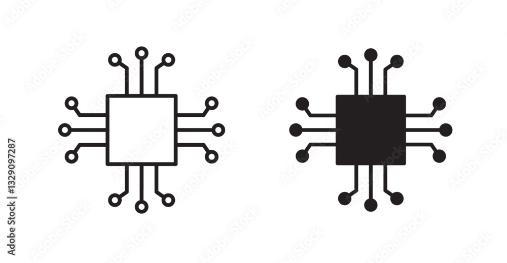 Poster microchip line icon vector set.