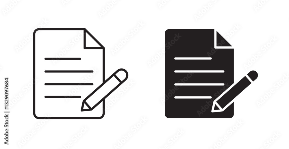 Poster note line icon vector set.